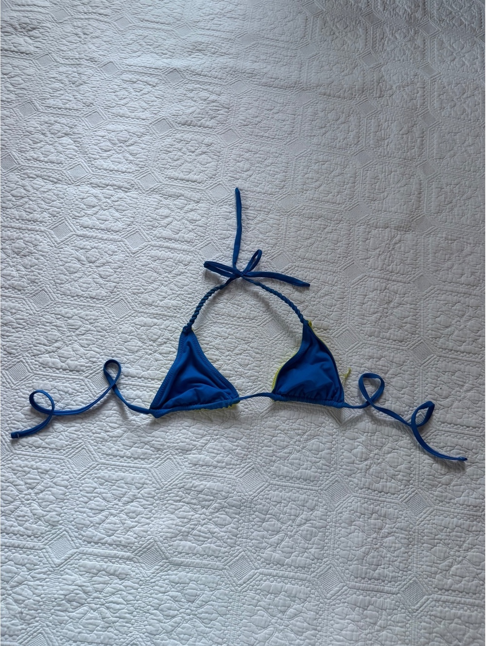 Aerie Women's Blue and Lime Green Reversible Bikini Top